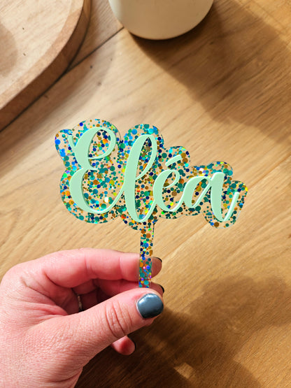 Cake topper PRÉNOM personnalisé / déco anniversaire baptême mariage communion / déco fille