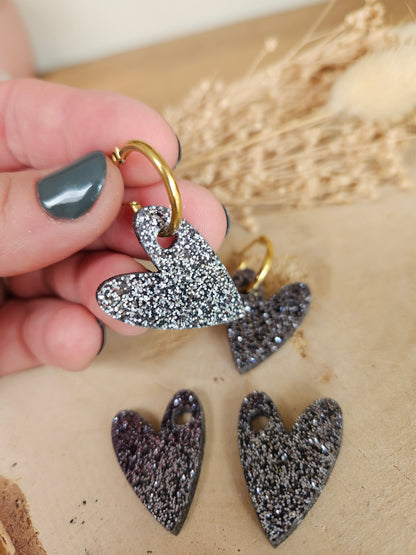 Pampilles interchangeables - par 2 - AMBRE - noir paillète