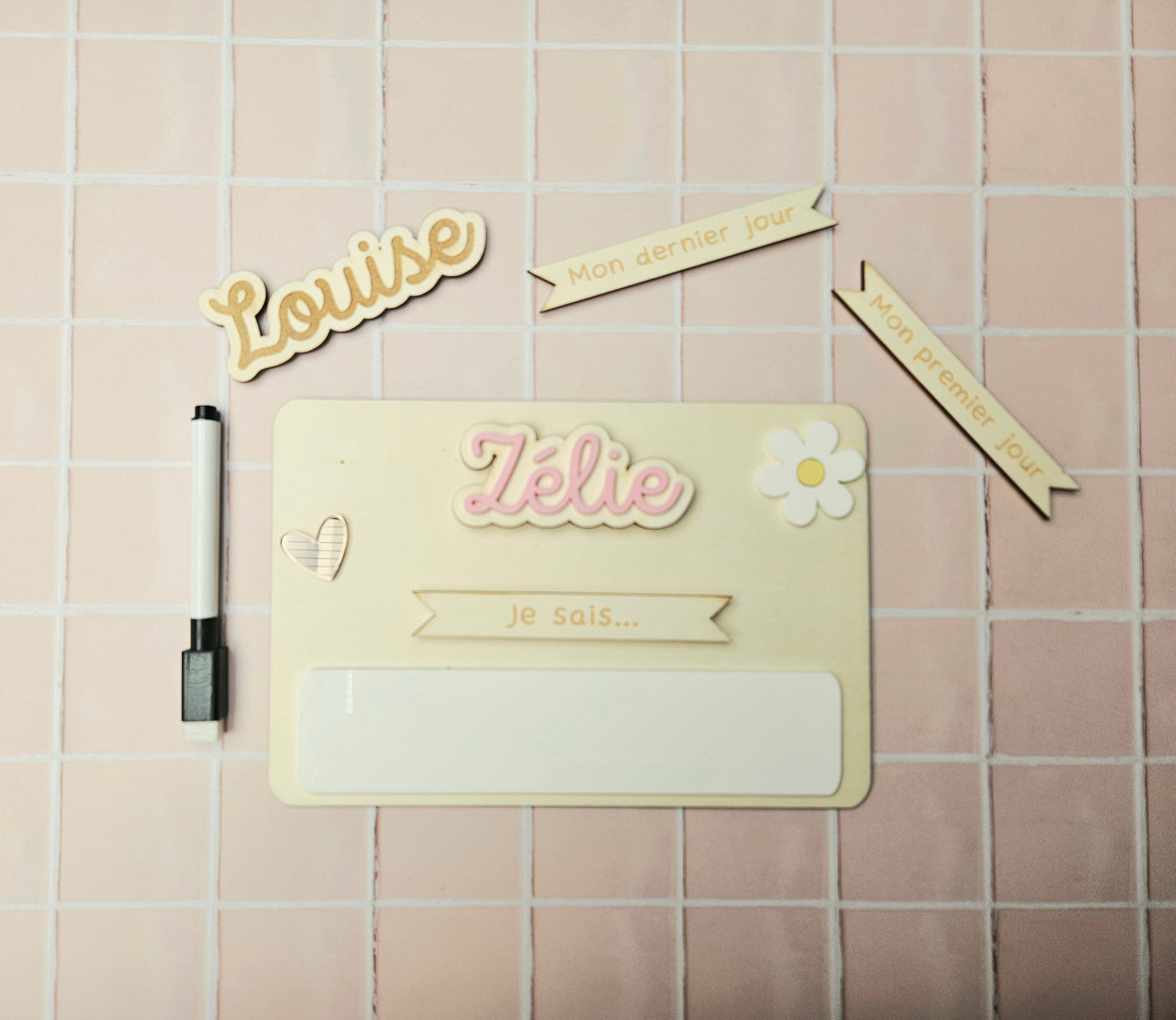 Pancarte rentrée des classes - prénom AMOVIBLE - effaçable - durable - perpétuelle