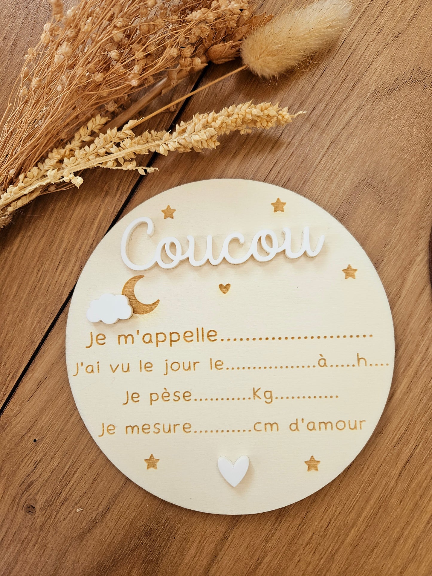Plaque de naissance pour infos de naissance| cadeau de naissance | carte bienvenue bébé | naissance | plaque bois | personnalisé