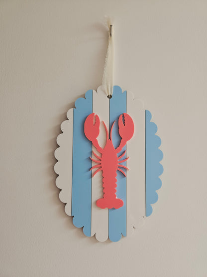 Cadre feston "LE HOMARD" - Bleu & blanc