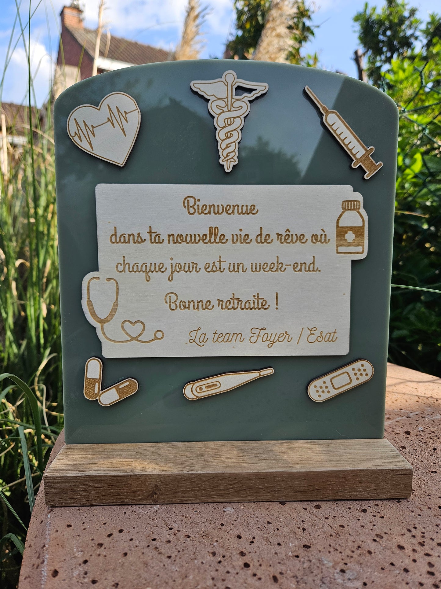 Trophée personnalisé - cadre - cadeau départ retraite - travail collègue amis cadeau homme femme plaque souvenir