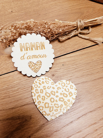 Magnet bois ROND FESTON  LEOPARD