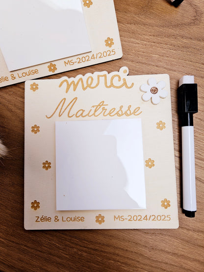 Support post it / Velléda  marguerite / fin année scolaire personnalisé | cadeau personnalisé | maîtresse - atsem - nounou - maître - cadeau merci