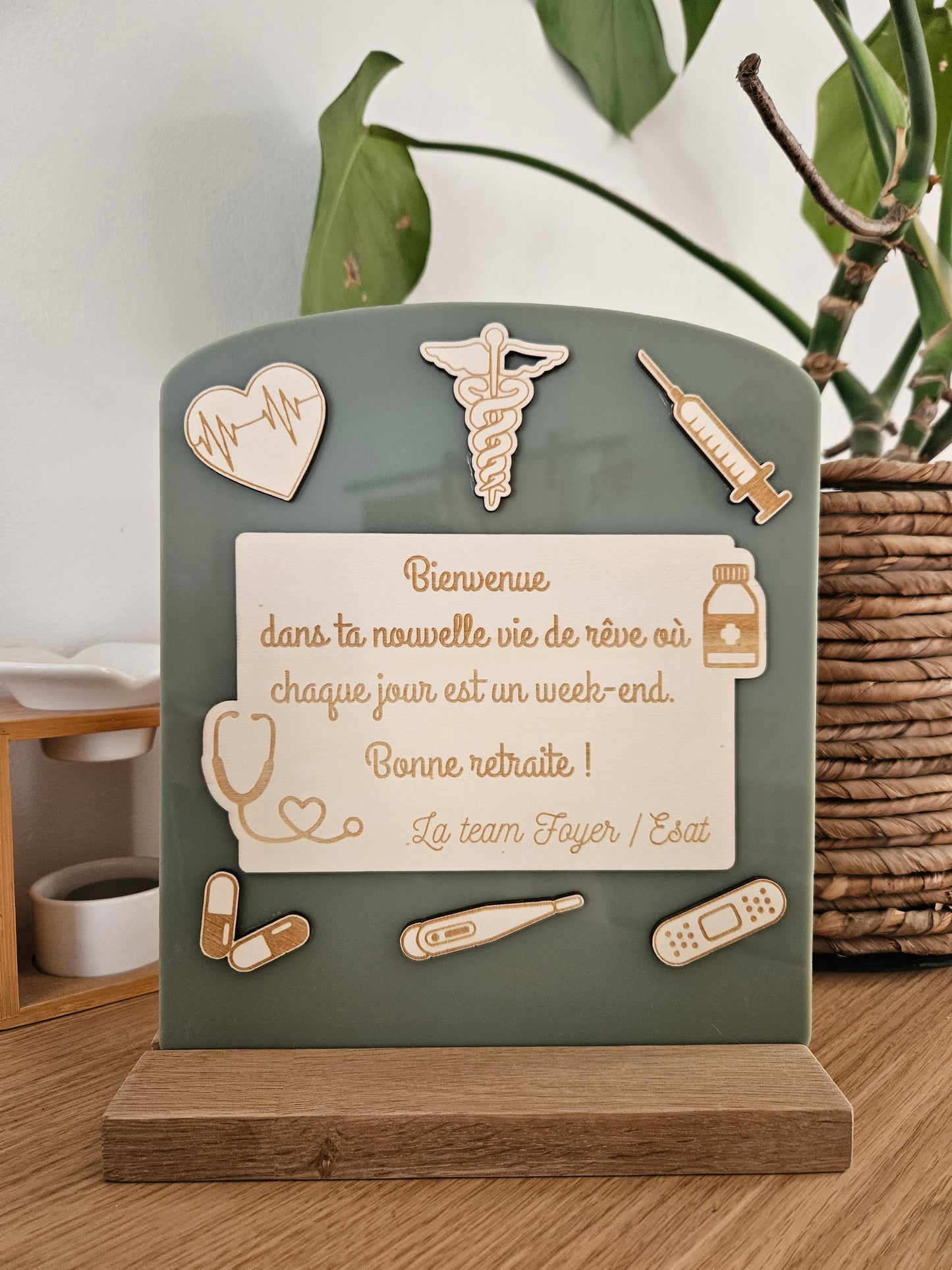 Trophée personnalisé - cadre - cadeau départ retraite - travail collègue amis cadeau homme femme plaque souvenir