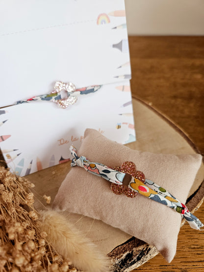 Bracelet liberty marguerite / carte MERCI /cadeau fin année - cadeau maitresse atsem école cadeau enfant