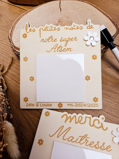 Support post it / Velléda  marguerite / fin année scolaire personnalisé | cadeau personnalisé | maîtresse - atsem - nounou - maître - cadeau merci