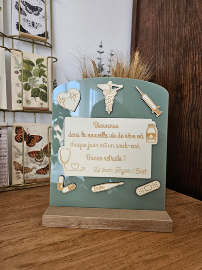 Trophée personnalisé - cadre - cadeau départ retraite - travail collègue amis cadeau homme femme plaque souvenir