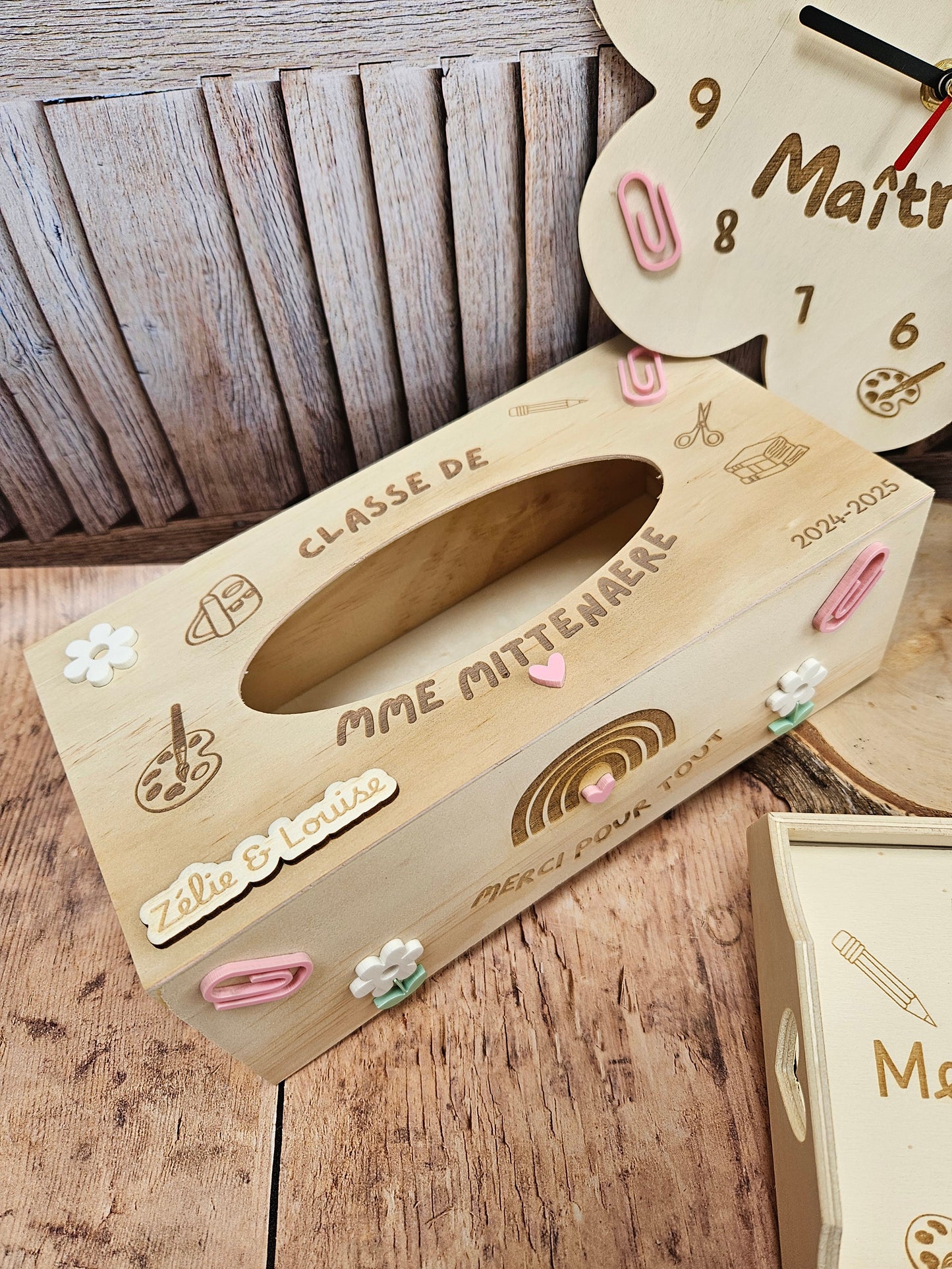 Boite à mouchoirs personnalisée Cadeau Maîtresse atsem nounou