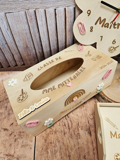 Boite à mouchoirs personnalisée Cadeau Maîtresse atsem nounou