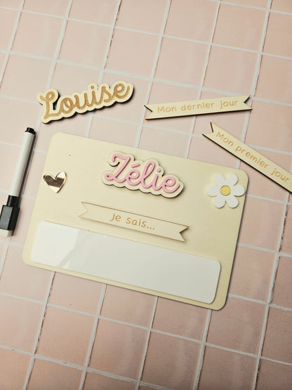 Pancarte rentrée des classes - prénom AMOVIBLE - effaçable - durable - perpétuelle