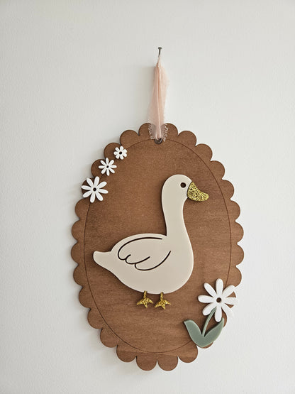 Cadre feston vintage "L'OIE ET LES FLEURS"