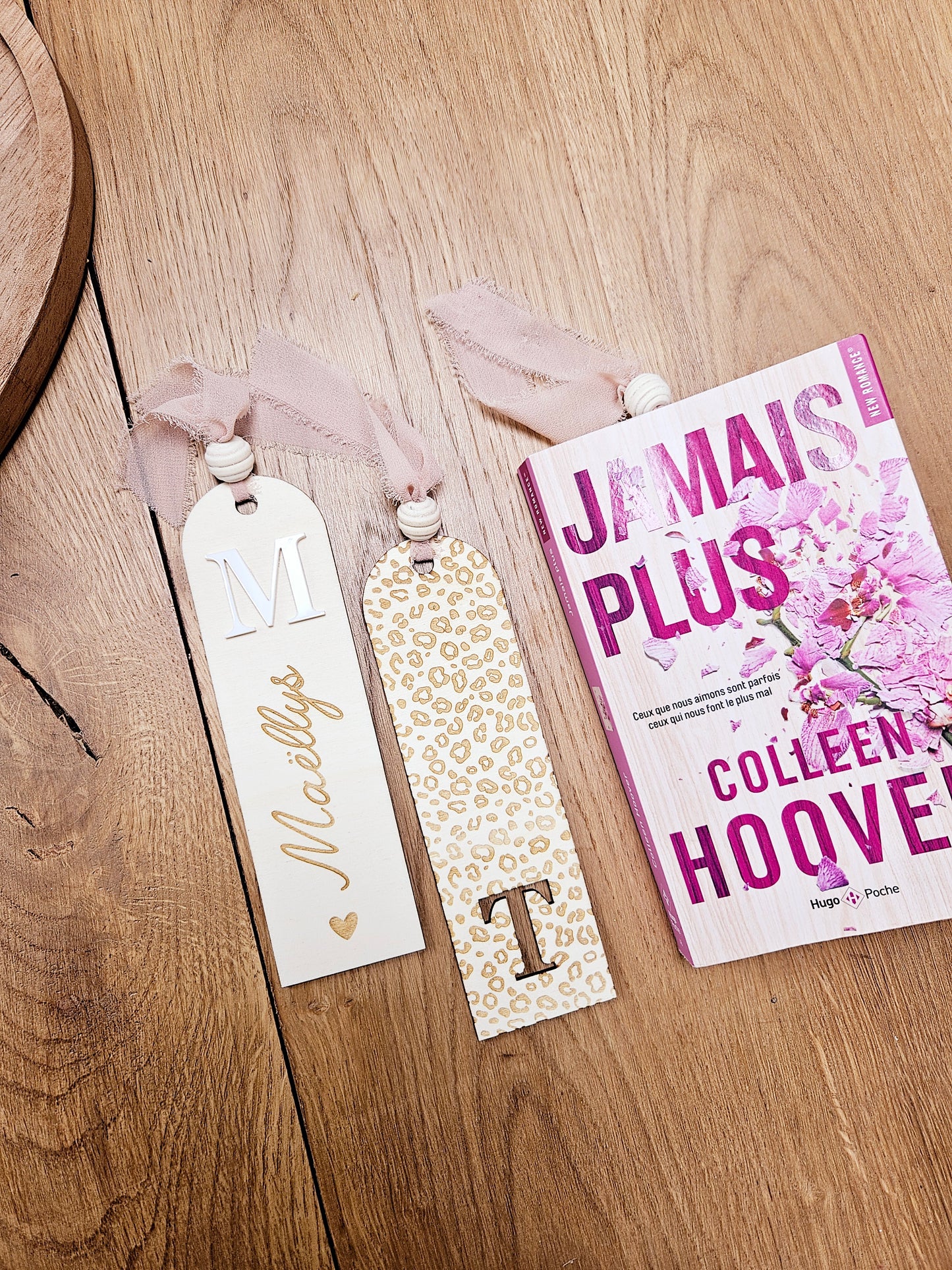 Marque page bois - personnalisé - léopard - initiale