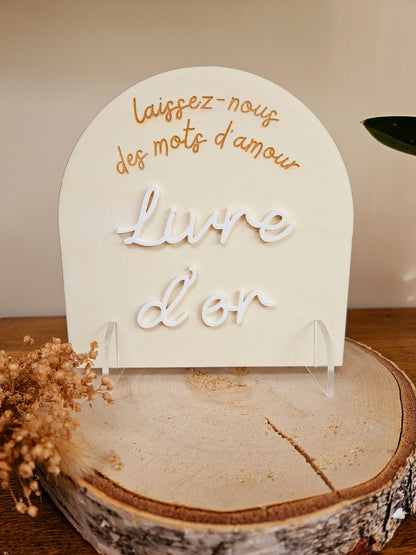 Plaque / cadre arche LIVRE D'OR photo souvenir anniversaire baptême mariage déco fête communion personnalisé