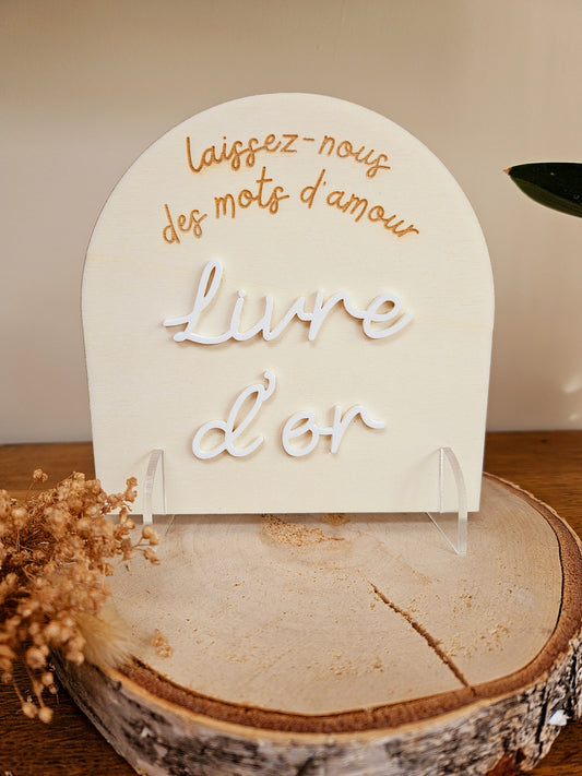 Plaque / cadre arche LIVRE D'OR photo souvenir anniversaire baptême mariage déco fête communion personnalisé