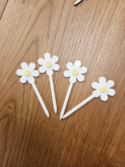 Mini Cake topper marguerite / décoration gâteau anniversaire, baptême mariage thème fleur marguerite pâquerette