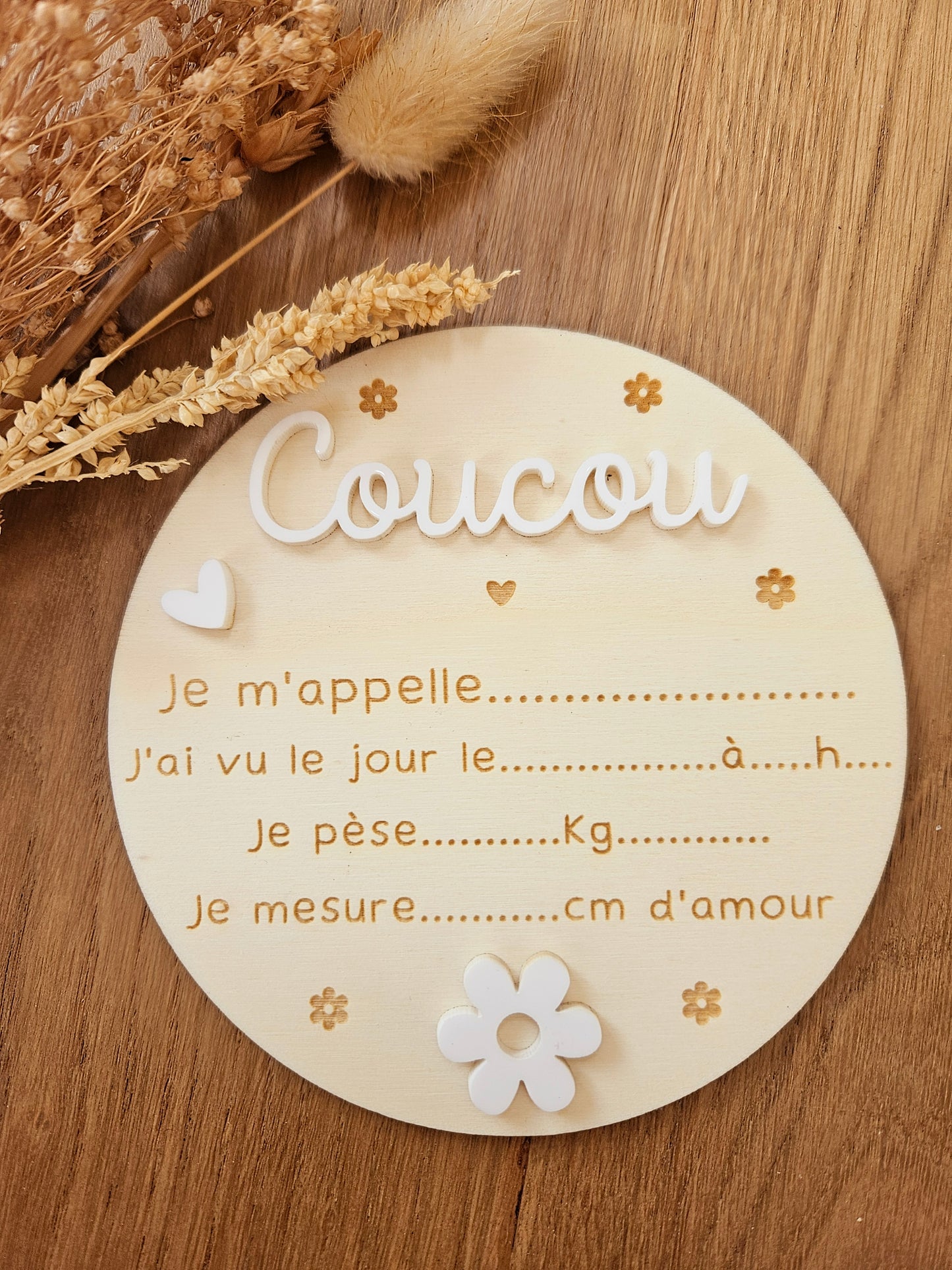 Plaque de naissance pour infos de naissance| cadeau de naissance | carte bienvenue bébé | naissance | plaque bois | personnalisé