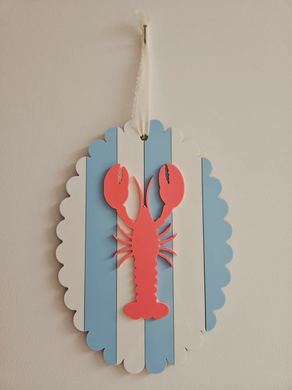 Cadre feston "LE HOMARD" - Bleu & blanc