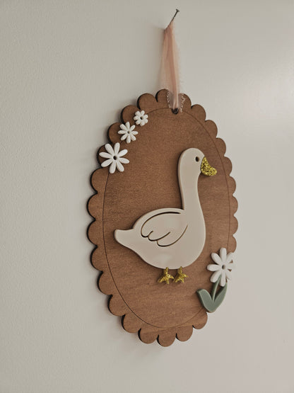 Cadre feston vintage "L'OIE ET LES FLEURS"