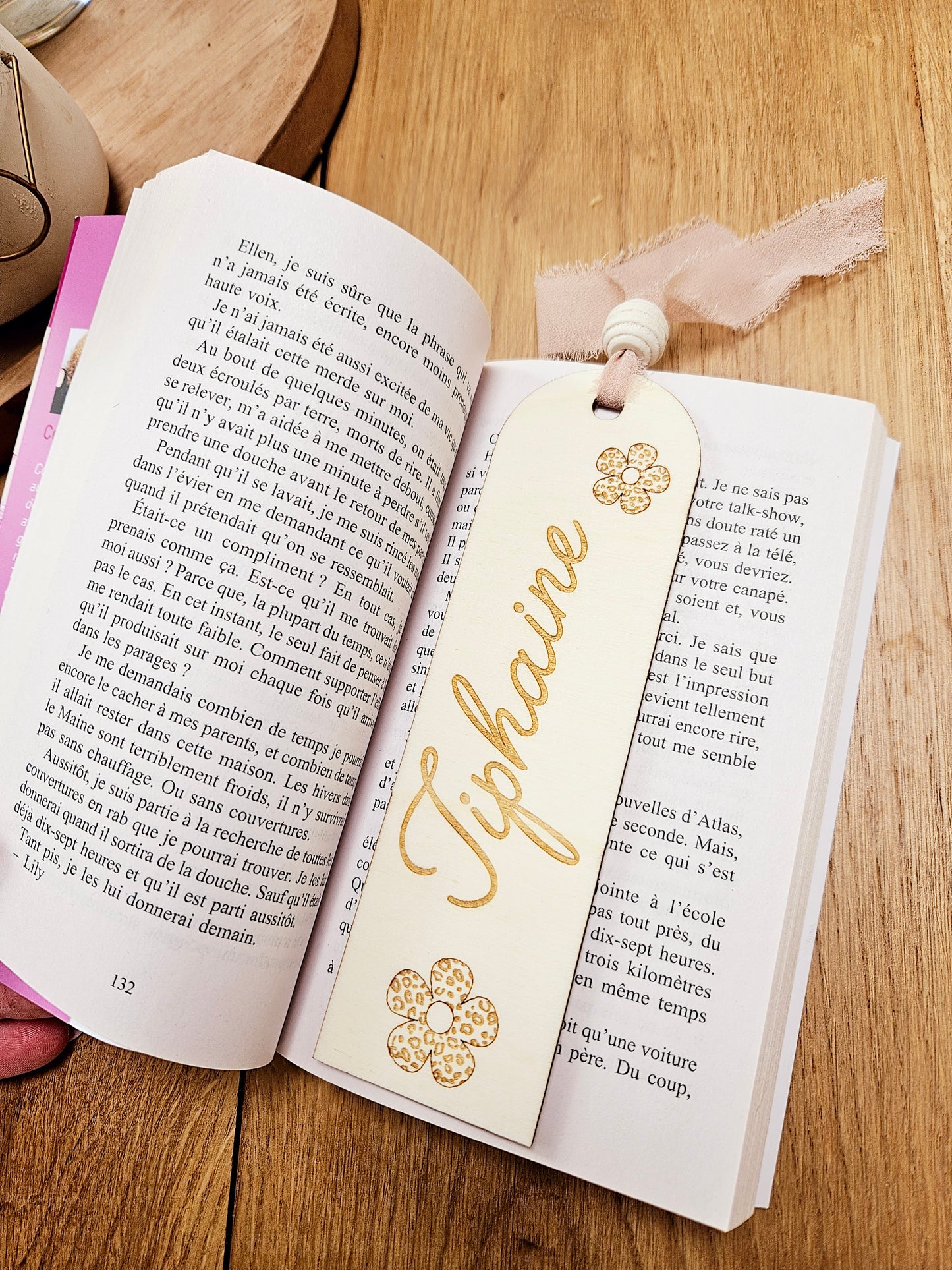 Marque page bois - personnalisé - léopard - initiale