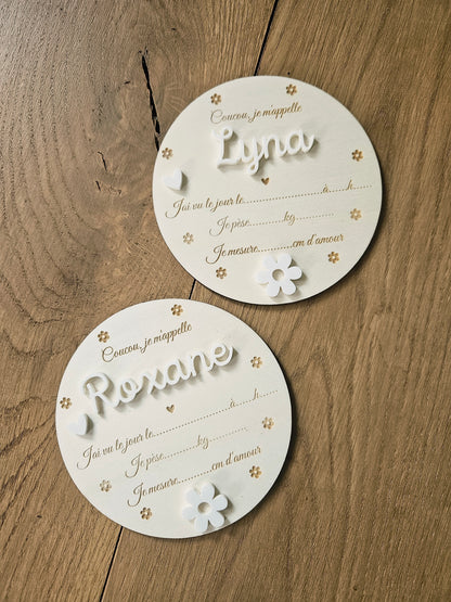 Plaque de naissance pour infos de naissance| cadeau de naissance | carte bienvenue bébé | naissance | plaque bois | personnalisé