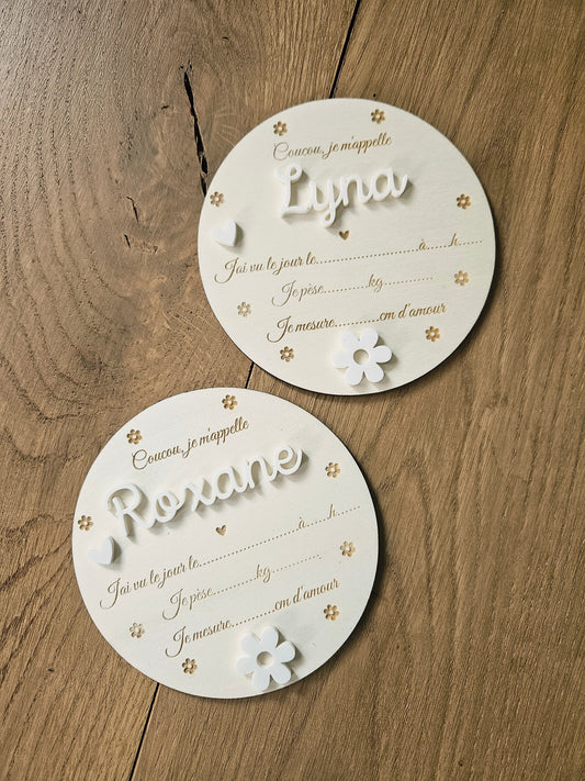 Plaque de naissance pour infos de naissance| cadeau de naissance | carte bienvenue bébé | naissance | plaque bois | personnalisé
