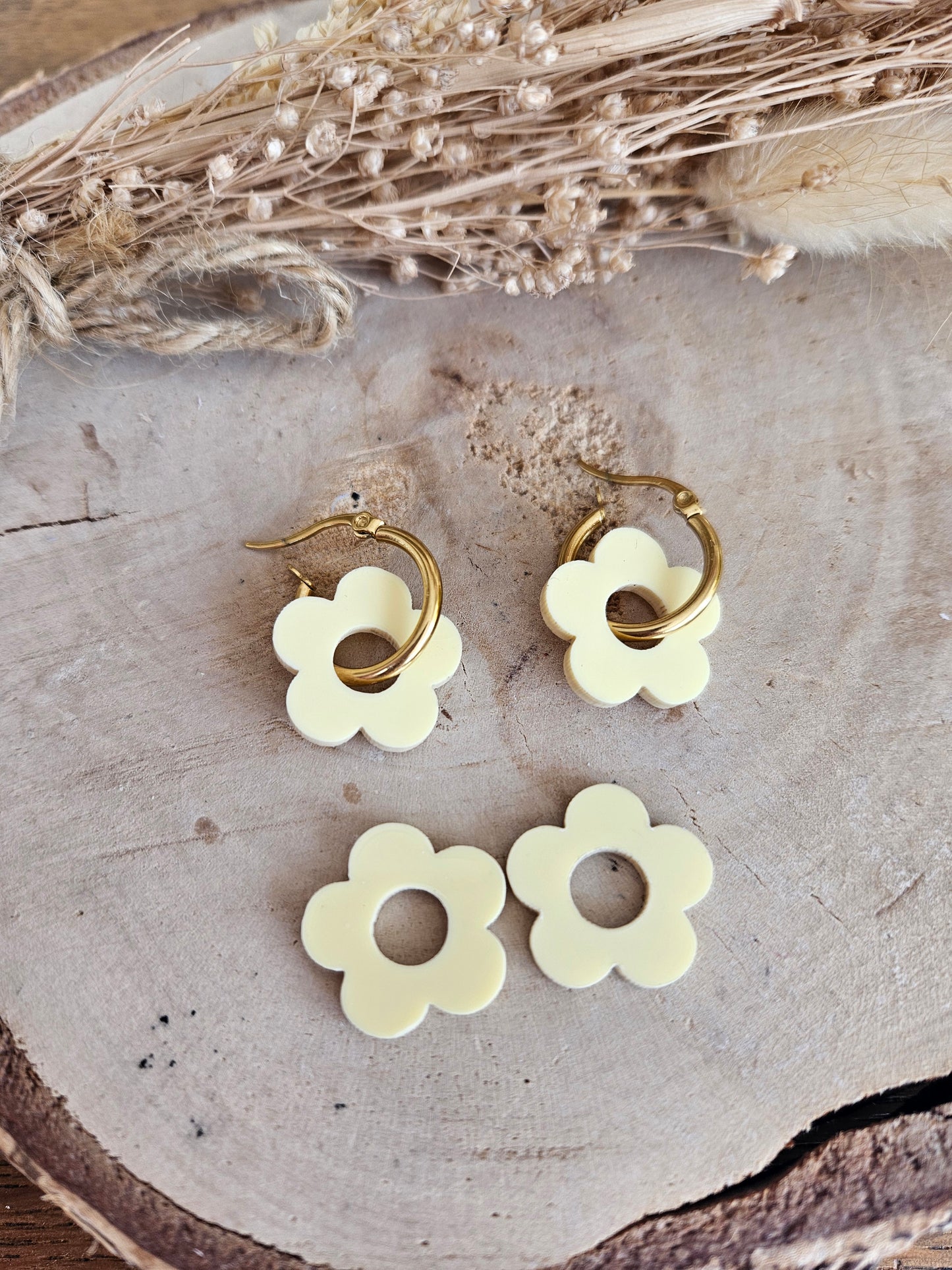 Pampilles interchangeables - par 2 - ZELIE - JAUNE PASTEL