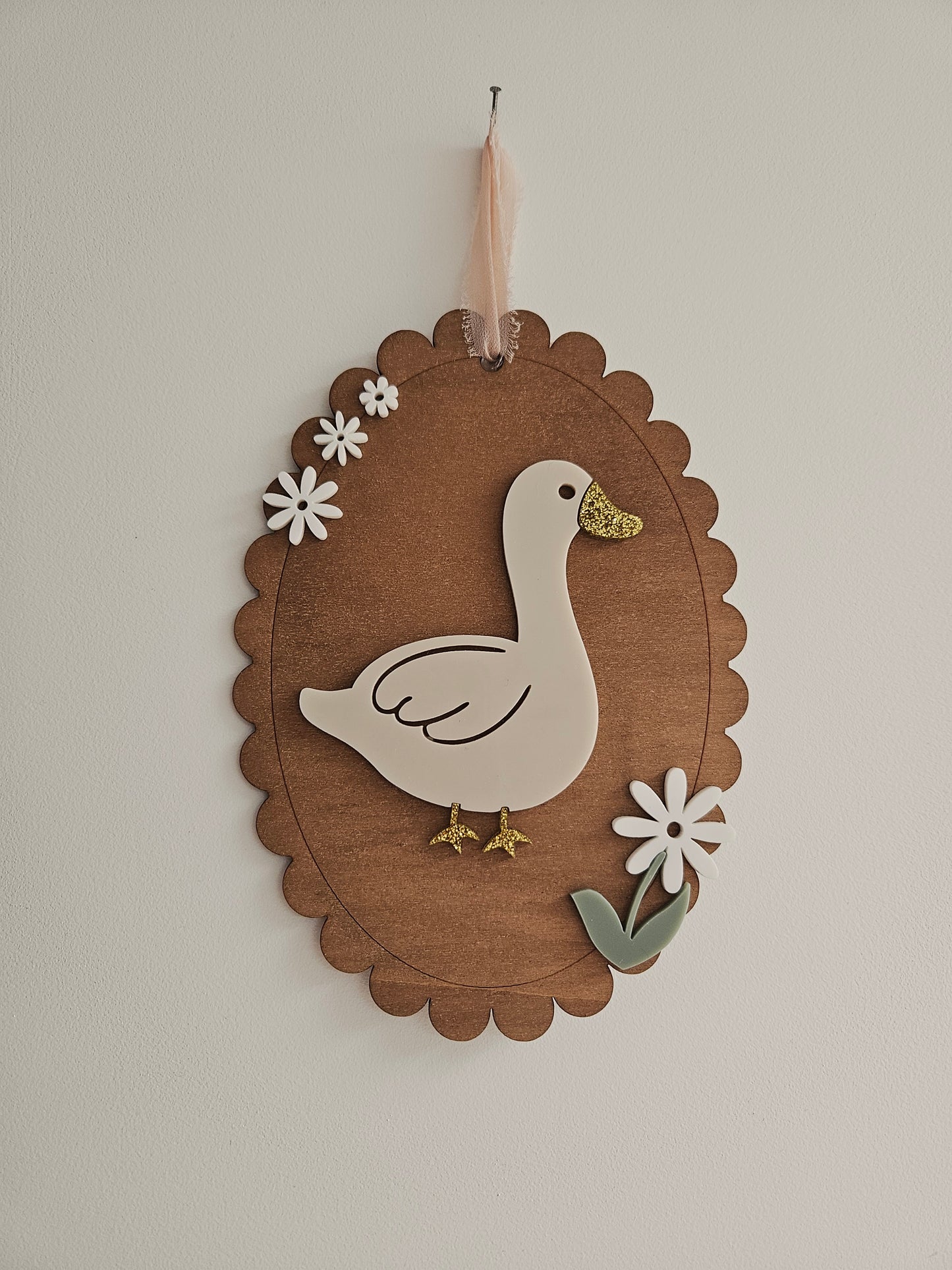 Cadre feston vintage "L'OIE ET LES FLEURS"