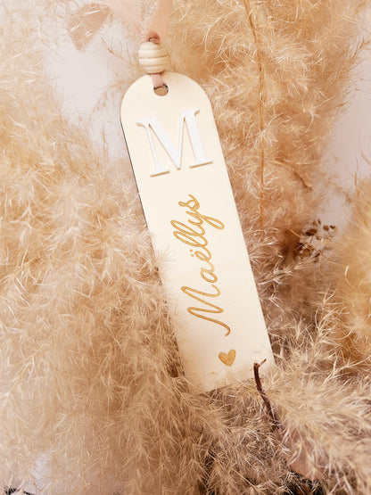 Marque page bois - personnalisé - léopard - initiale