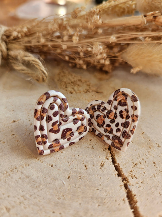 Pin's COEUR LEOPARD BROWN fête maman mamie papa papi.. cadeau personnalisé - cœur