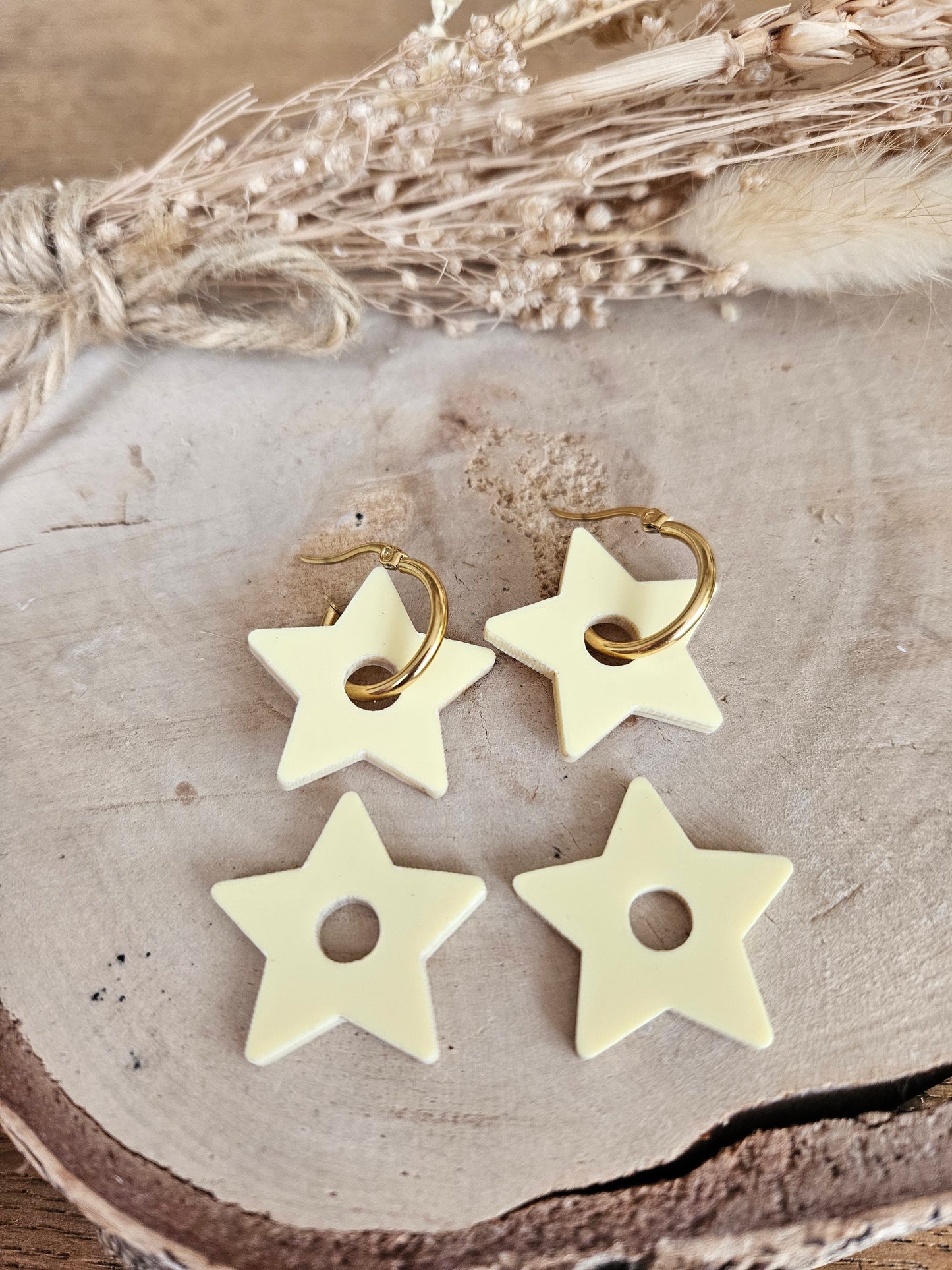 Pampilles interchangeables - par 2 - STAR - JAUNE PASTEL