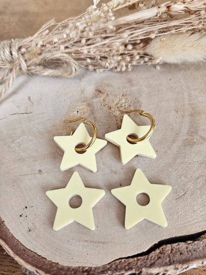 Pampilles interchangeables - par 2 - STAR - JAUNE PASTEL
