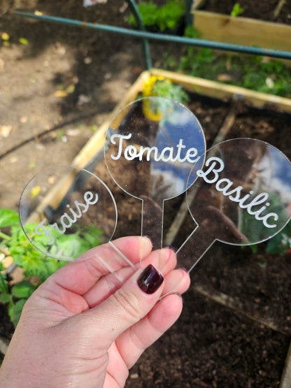 Pics à planter personnalisés en acrylique transparent – Étiquettes potager pour légumes, fruits et aromates 🌱