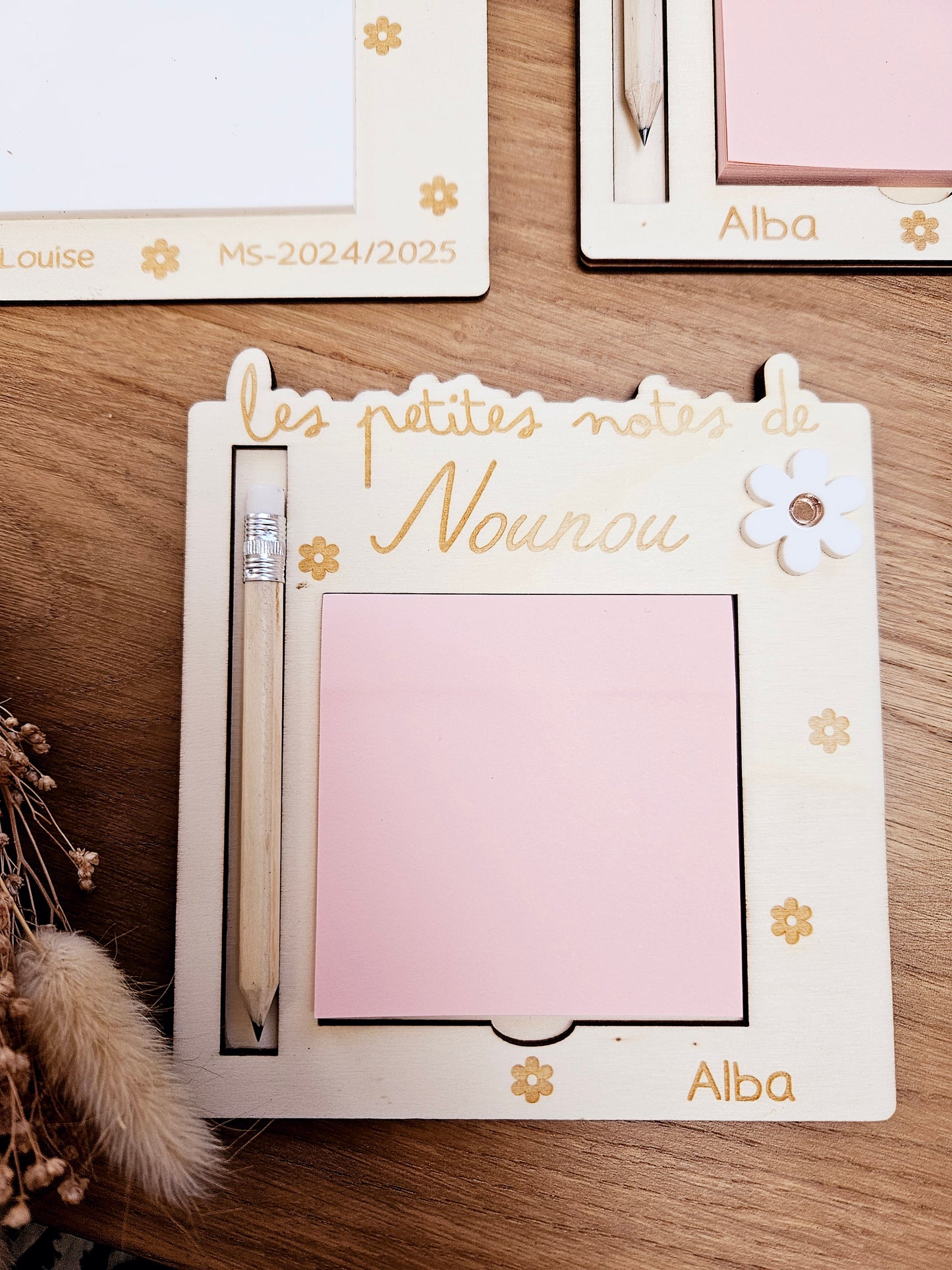 Support post it / Velléda  marguerite / fin année scolaire personnalisé | cadeau personnalisé | maîtresse - atsem - nounou - maître - cadeau merci