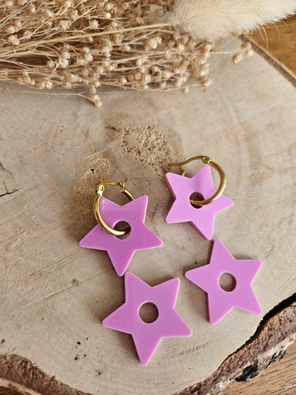 Pampilles interchangeables - par 2 - STAR  - MAUVE LAVANDE