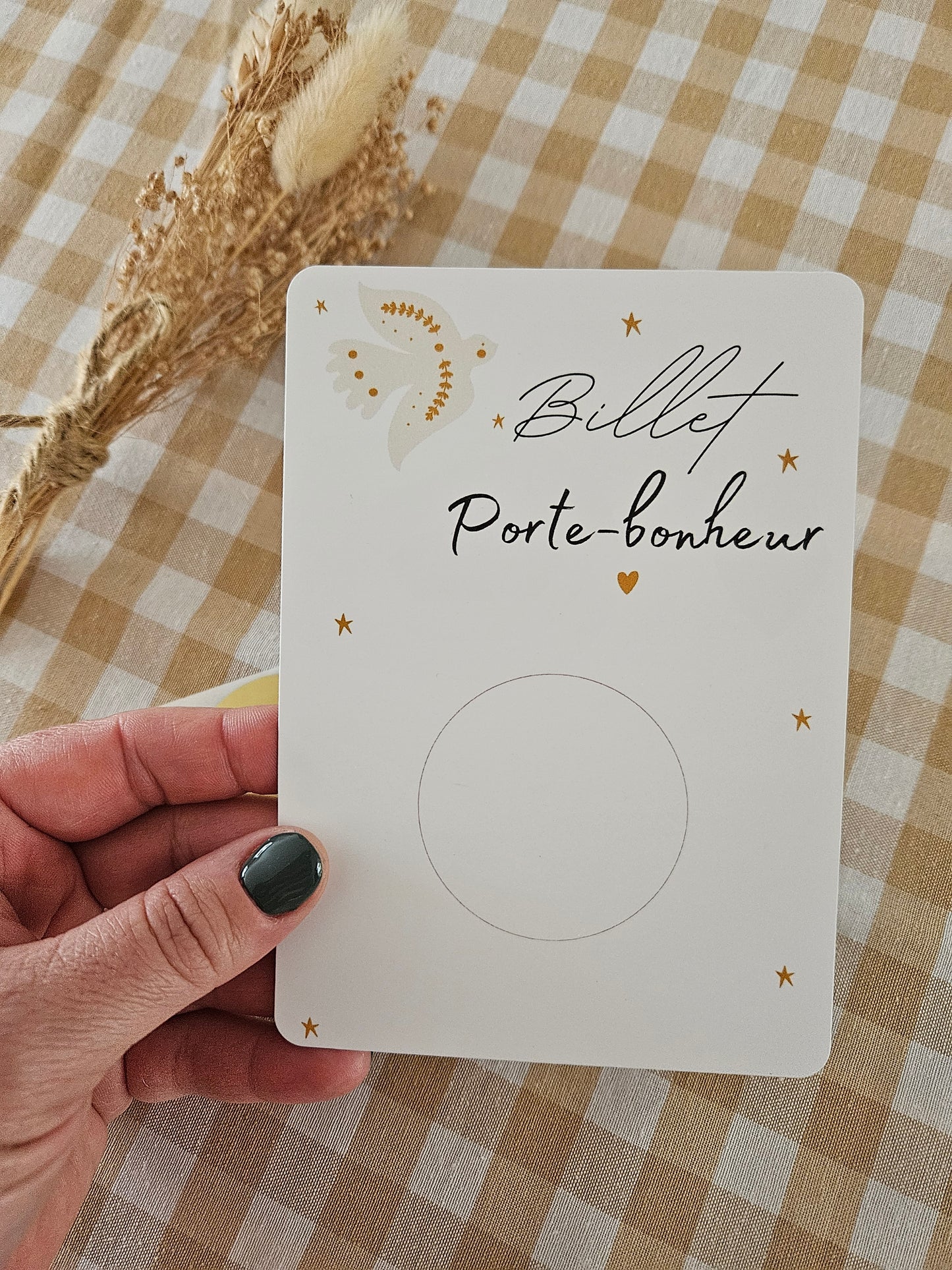 Carte à gratter - billet porte bonheur - à personnaliser - carte de voeux annonce grossesse  annonce mariage - cadeau anniversaire demande mariage marraine parrain mamie papy témoin