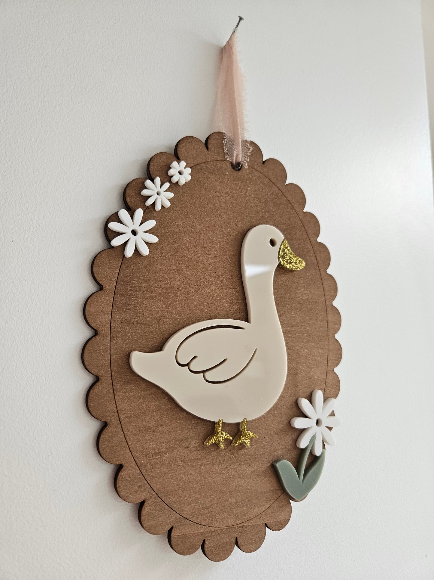 Cadre feston vintage "L'OIE ET LES FLEURS"