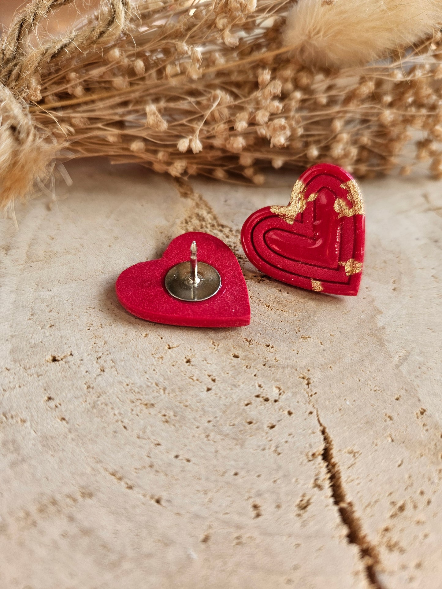 Pin's COEUR ROUGE LOVE GOLD fête maman mamie papa papi .. cadeau personnalisé - cœur