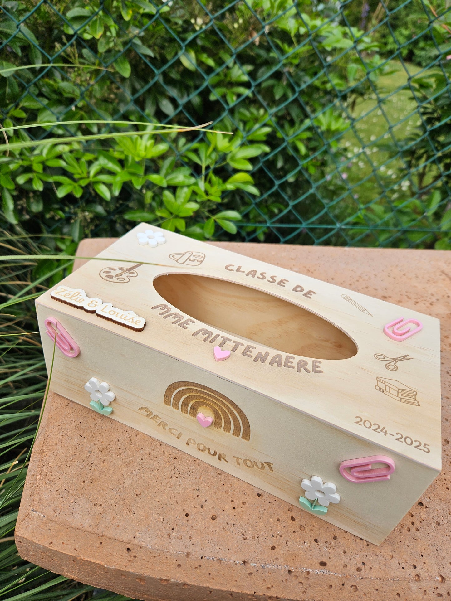 Boite à mouchoirs personnalisée Cadeau Maîtresse atsem nounou