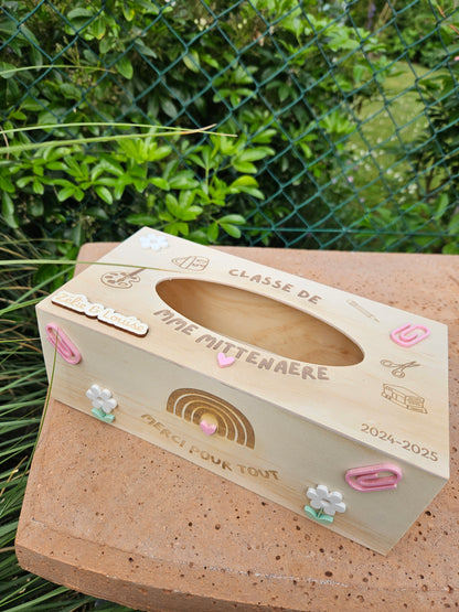 Boite à mouchoirs personnalisée Cadeau Maîtresse atsem nounou