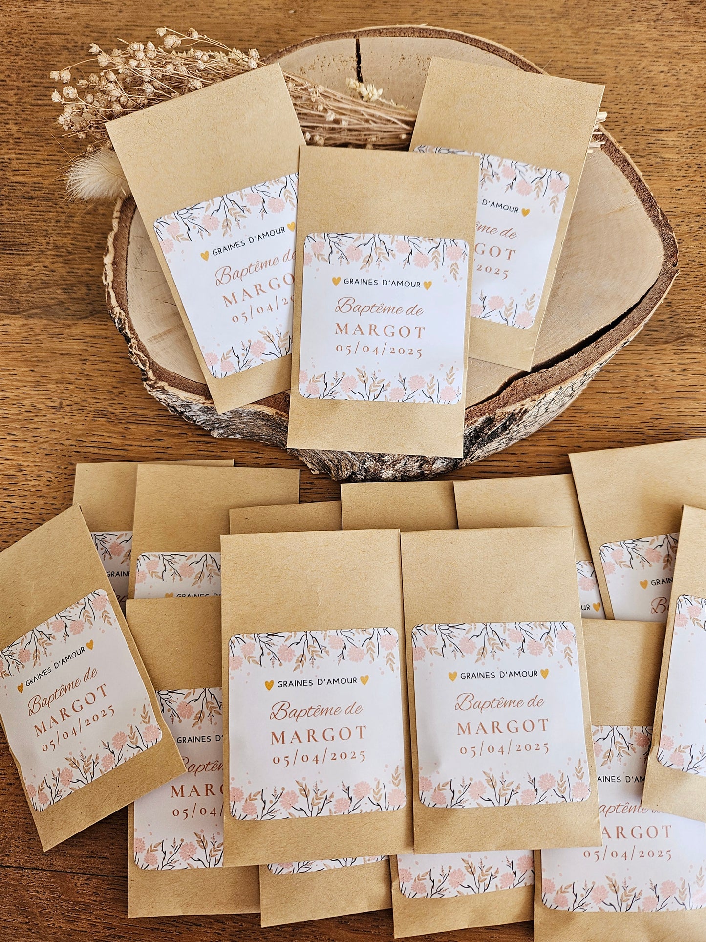 Sachet de graine de fleur et d'amour à planter - personnalisé - cadeau invité - maîtresse - mariage - témoin - baptême mamie maman papa fête