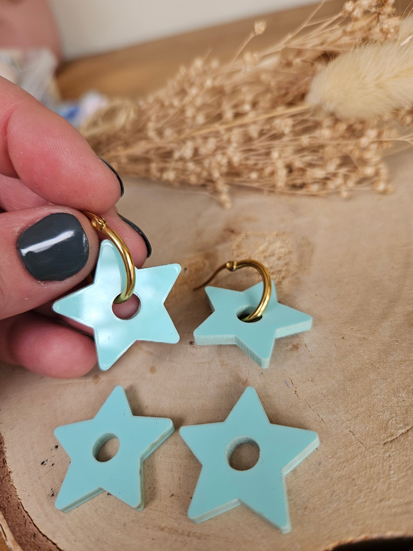 Pampilles interchangeables - par 2 - STAR  - BLEU TURQUOISE