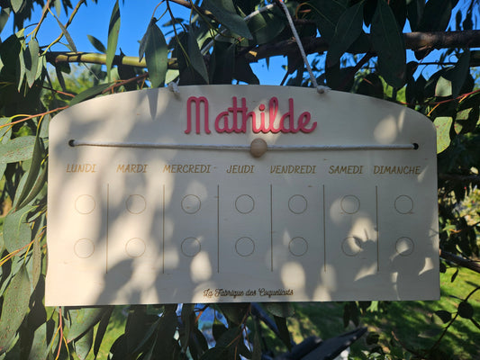 Mini Tableau semainier / routine enfant personnalisé avec prénom / version mini