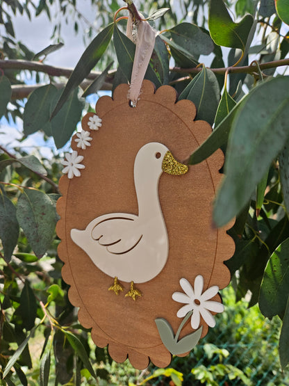 Cadre feston vintage "L'OIE ET LES FLEURS"