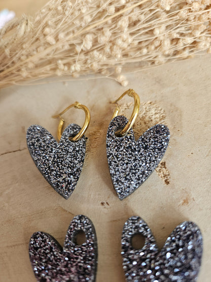 Pampilles interchangeables - par 2 - AMBRE - noir paillète