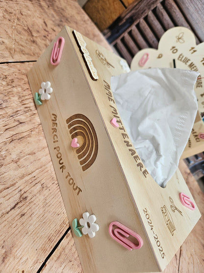 Boite à mouchoirs personnalisée Cadeau Maîtresse atsem nounou