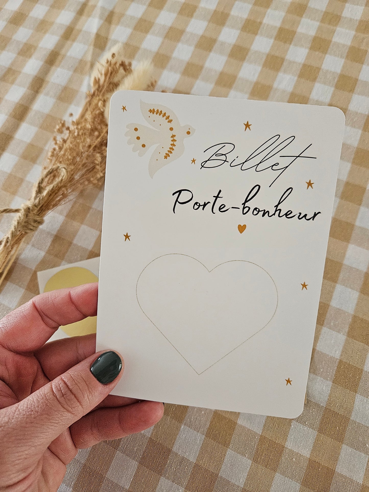 Carte à gratter - billet porte bonheur - à personnaliser - carte de voeux annonce grossesse  annonce mariage - cadeau anniversaire demande mariage marraine parrain mamie papy témoin