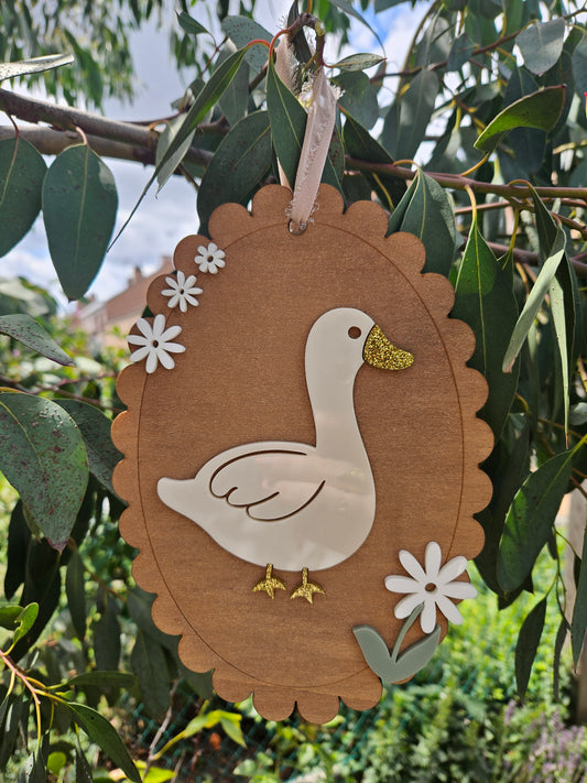 Cadre feston vintage "L'OIE ET LES FLEURS"