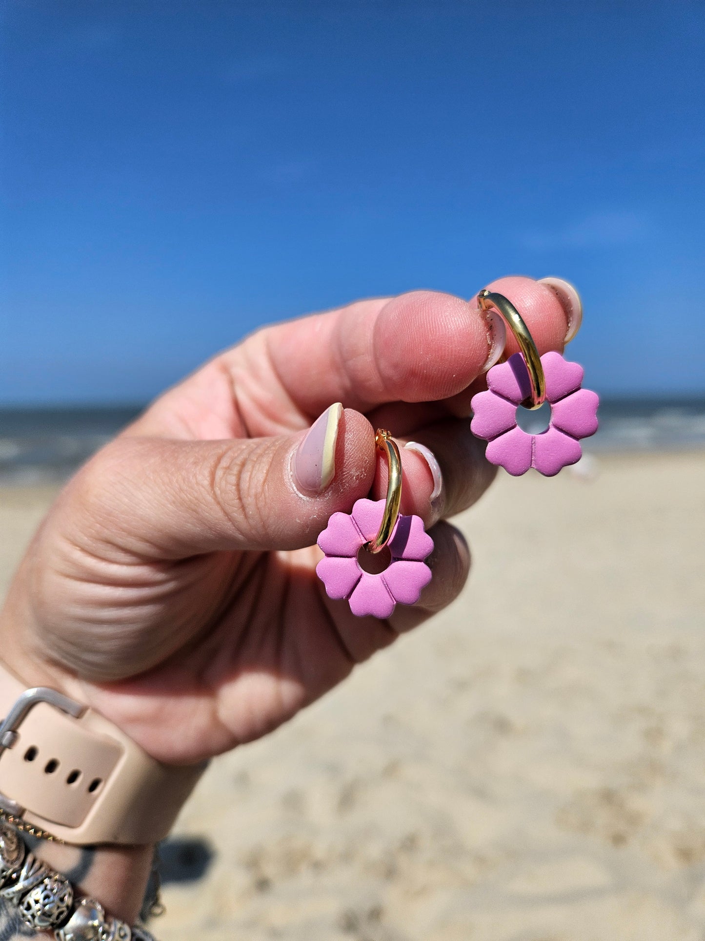 Pampilles interchangeables - par 2 -JEANNE / ROSE MAUVE