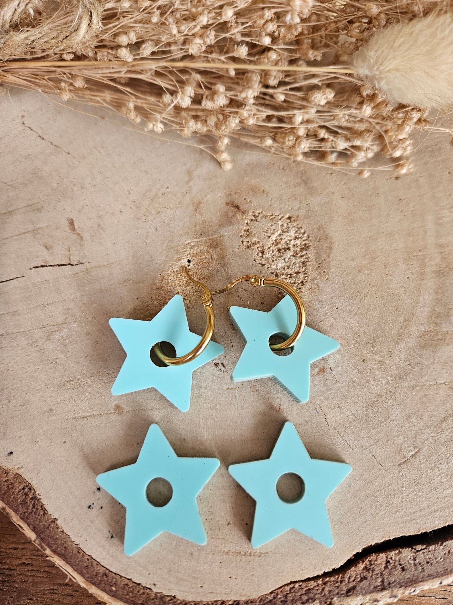 Pampilles interchangeables - par 2 - STAR  - BLEU TURQUOISE